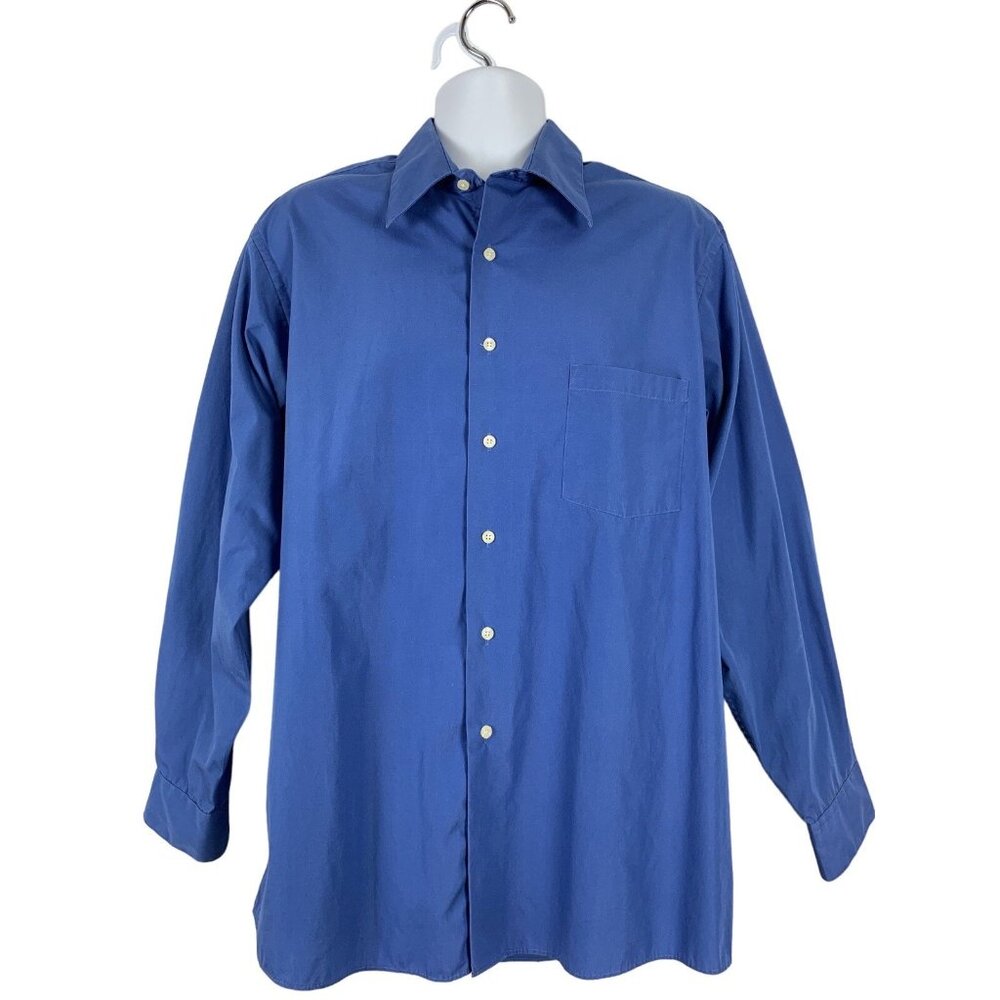 Van Heusen Mens Long Sleeve Button-Up Shirt Blue Size XL 17 34/35